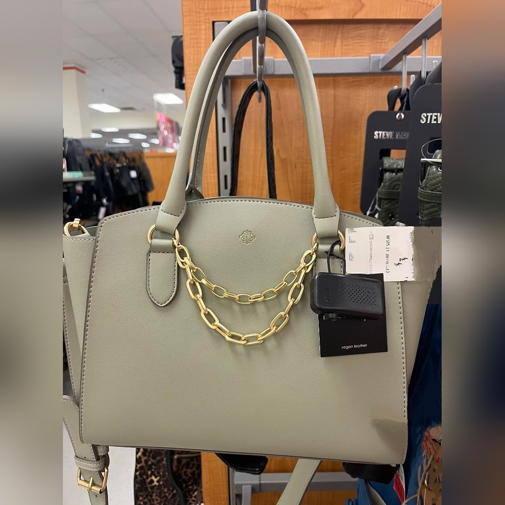Nanette Lepore Harlow Solid Convertible Satchel W/Chain Avocado RETAIL $118